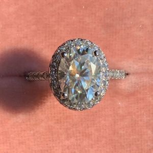 3.4ct tw oval VVS1 oval engagement ring moissanite